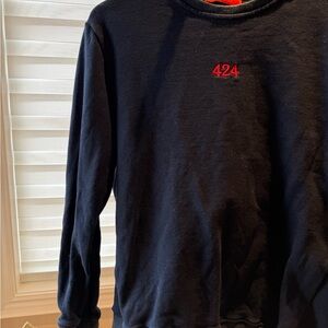 Brand 424 Black Crewneck Sweater with Red Accent